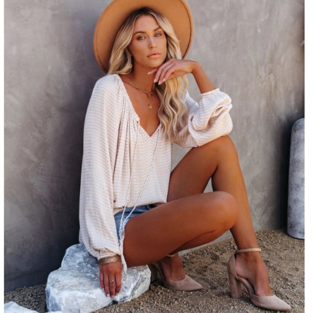 LENA V Neck Tunic Blouse